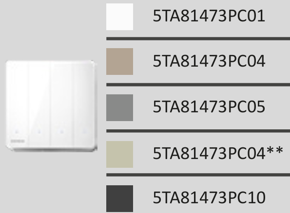西門子 DELTA®arina 16AX 四位雙控開關掣 (led燈) 5TA81473PC04**