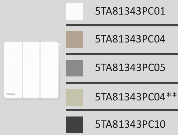 西門子 DELTA®arina 16AX 三位雙控開關掣 (永恆灰) 5TA81343PC05