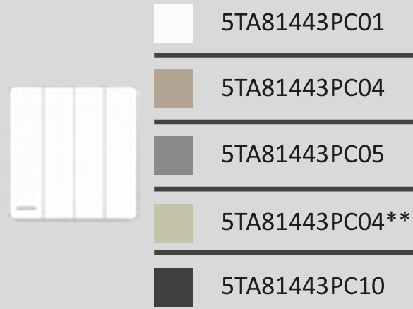西門子 DELTA®arina 16AX 四位雙控開關掣 (黑) 5TA81443PC10