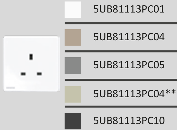 西門子 DELTA®arina 13A單位插座(冰川白) 5UB81113PC01
