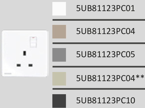 西門子 DELTA®arina 13A 單位開關插座(黑) 5UB81123PC10