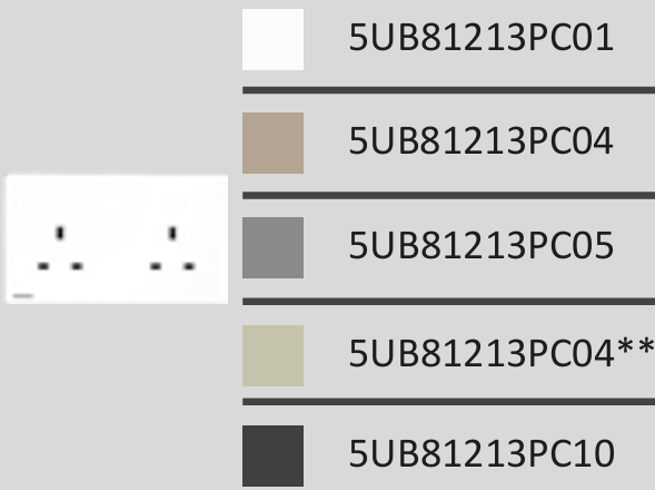 西門子 DELTA®arina 13A 雙位插座(炭灰) 5UB81213PC05