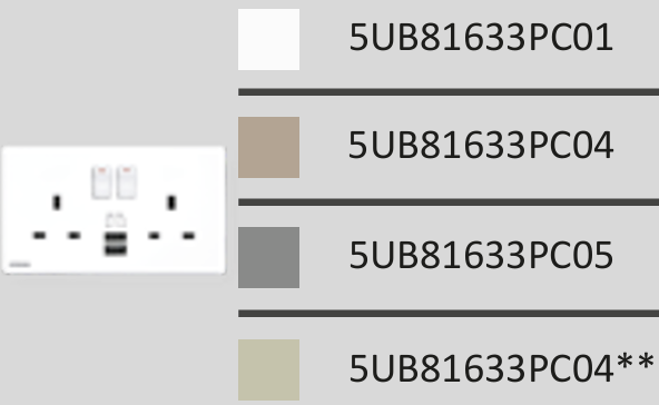 西門子 DELTA®arina 13A 雙位開關插座(帶USB插頭)(玫瑰金) 5UB81633PC04