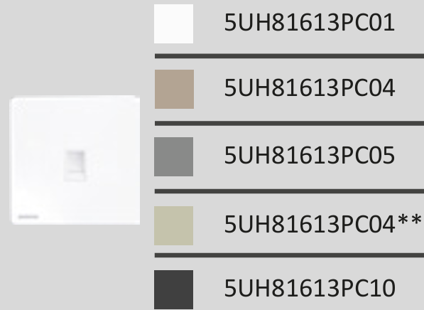 西門子 DELTA®arina 單位電話插座 RJ11(永恆灰) 5UH81613PC05