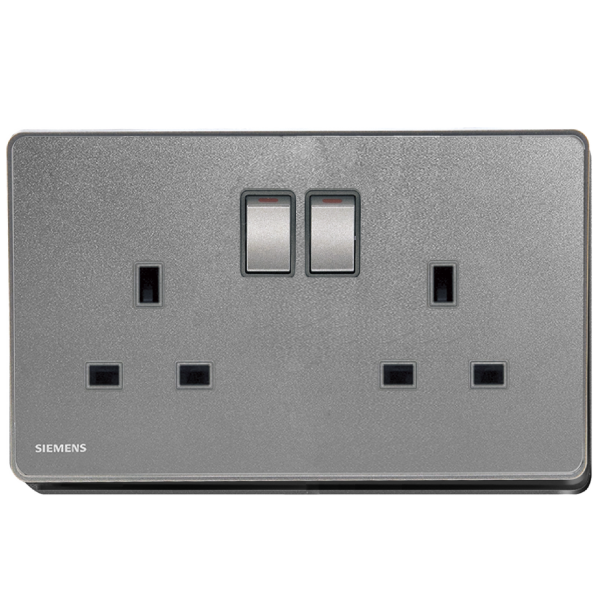 西門子 DELTA®arina 13A 雙位開關插座(永恆灰)