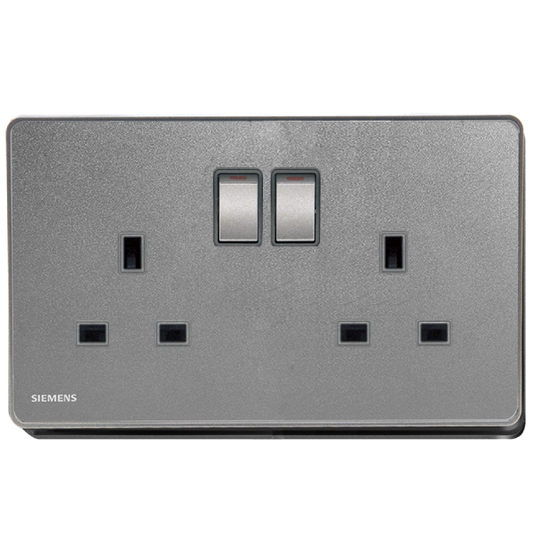 西門子 DELTA®arina 13A 雙位開關插座(永恆灰)