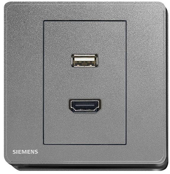 西門子 DELTA®arina HDMI + USB 插座(永恆灰) 5UH81821PC05