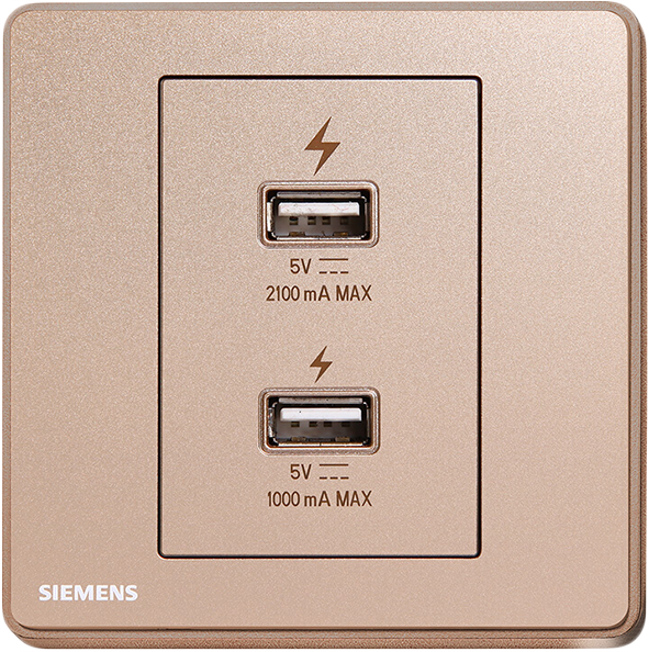 西門子 DELTA®arina 雙USB 智能充電插座(玫瑰金) 5UH81871PC04