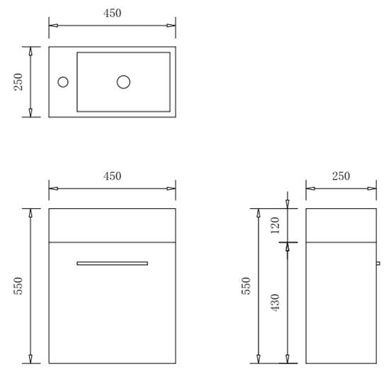 意大利 Bellini 盆櫃 81008 鋁質石盆(啞白)配橡木紋櫃