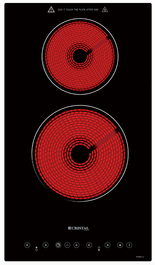Cristal 尼斯 PE29HL-1 29厘米 嵌入式雙頭電陶爐