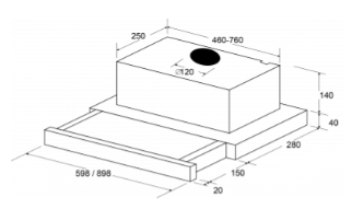 Cristal 尼斯 T60ES 60厘米 700m³/h 拉趟式抽油煙機