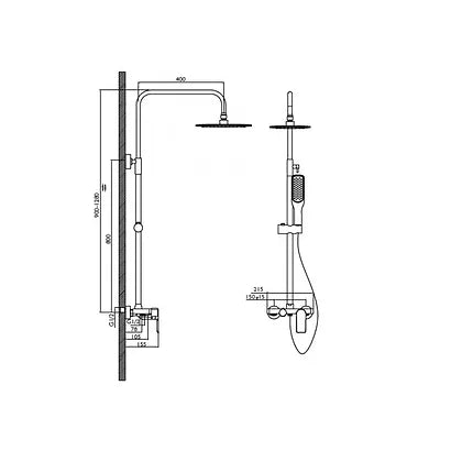 Richford RF73032-A10BRG 啞黑玫瑰金色雨淋花灑套裝 (ø35)