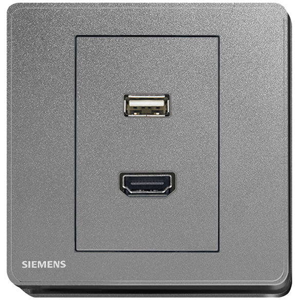 西門子 DELTA®arina HDMI + USB 插座(永恆灰)
