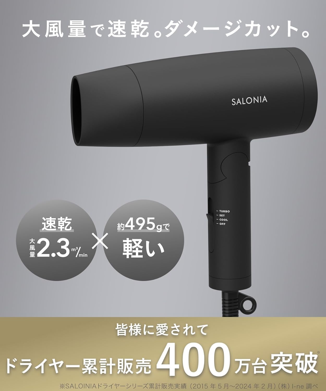 日本 Salonia SL-013BK Speedy Ion Dryer 快速風筒 ( 黑、白、藍 )